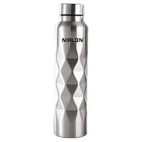Nirlon Crystal Cool Diamond Cut Stainless Steel Water Bottle, 1000 ml, Silver