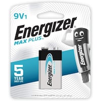 Energizer Max Plus Alkaline Battery, 1.5V, 9V, EP522BP1
