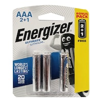 Energizer Ultimate Lithium Battery, 1.5V, AAA, L92BP21, 3 Pcs