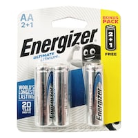 Picture of Energizer Ultimate Lithium Battery, 1.5V, AA, L91BP21, 3 Pcs