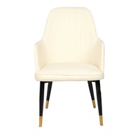 Blue Silk PU Leather Dining Chair with Black & Gold Frame