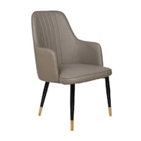Blue Silk PU Leather Dining Chair with Black & Gold Frame