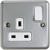 Picture of MK Electric Metalclad Plus 13A 1 Gang Double Pole With Dual Earth Terminals Switch Socket, Grey