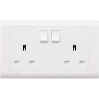 MK Electric Essentials 13A 2 Gang Single Pole with Dual Earth Terminals Switched Socket, White