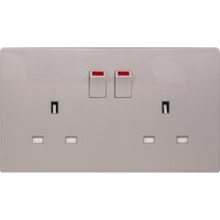 MK Electric Frameless Aria 13A 2 Gang Double Pole Switched Socket