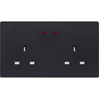 Picture of MK Electric Frameless Aria 13A 2 Gang Single Pole Switched Socket - Black
