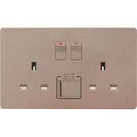 Picture of MK Electric Frameless Aria 13A 2 Gang Double Pole Switch Socket with Integral USB, Rose Gold