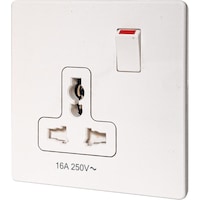 MK Electric Frameless Aria 16A 1 Gang Single Pole Switched International Socket, White