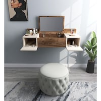 Netsan Bertus Wall Mounted Makeup Vanity Dressing Table with Mirror