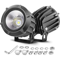 Toby's Round LED Spot Fog Lights for Motorcycle, 3inch, 40W, White - Pack of 2 Pcs