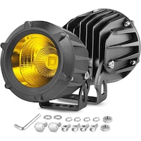Toby's Round LED Fog Lights for Motorcycle, 3inch, 40W, Yellow - Pack of 2 Pcs