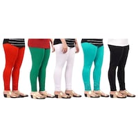 Picture of Yezi Women's Solid Leggings, KE0945215, Multicolour, Pack of 5