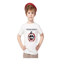 Boy's Captain America The Winter Soldier Printed T-shirt, JZ0945854, White