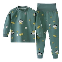 Baby Boy's Monkey and Banana Printed Top and Pant Set, JZ0945766, Green, Pack of 2