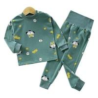 Baby Boy's Monkey and Banana Printed Top and Pant Set, JZ0945766, Green, Pack of 2