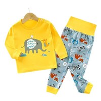 Baby Boy's Elephant Printed Top and Pant Set, JZ0945767, Yellow & Grey, Pack of 2