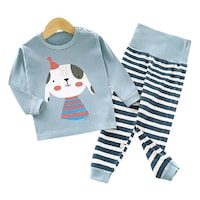 Baby Boy's Dog Printed Top and Pant Set, JZ0945782, Blue, Pack of 2