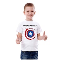 Boy's Captain America The Winter Soldier Printed T-shirt, JZ0945856, White