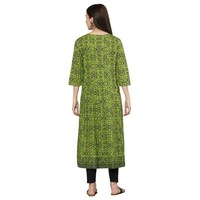 DEGE Women's Printed Kurti, 19586526, Green