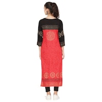 DEGE Women's Printed Kurti, 19505990, Red & Black