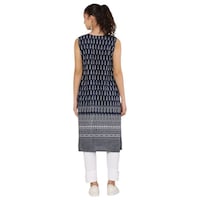 DEGE Women's Printed Ethnic Kurti, 19505988, Navy Blue