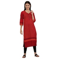 DEGE Women's Printed Ethnic Kurti, 20729774, Red