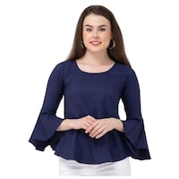 DEGE Women's Solid Top, 17668376, Blue