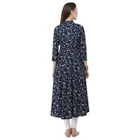 Picture of DEGE Women's Floral Printed Kurti, 17690004, Navy Blue