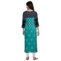 Picture of DEGE Women's Floral Printed Kurti, 19754890, Sea Green & Navy Blue