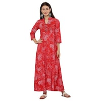 Picture of DEGE Women's Floral Printed Kurti, 19586514, Red