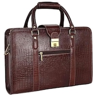 Picture of C Comfort Men's Crocodile Skin Patterned Shoulder Office Bag, EL635-CRO, 41.5x11x28 cm, Brown