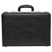 C Comfort Men's Crocodile Skin Patterned Briefcase with Laptop Compartment, EL447, 43x7x33 cm, Black