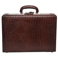 C Comfort Men's Crocodile Skin Patterned Briefcase with Laptop Compartment, EL449, 43x7x33 cm, Brown