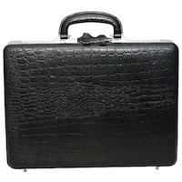 C Comfort Men's Crocodile Skin Patterned Briefcase with Laptop Compartment, EL457, 43x7x33 cm, Black