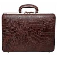 C Comfort Men's Crocodile Skin Patterned Briefcase with Laptop Compartment, EL458, 43x7x33 cm, Brown