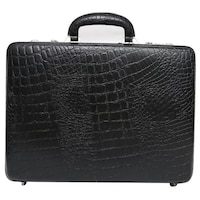 Picture of C Comfort Men's Crocodile Skin Patterned Briefcase with Laptop Compartment, EL473, 43x7x33 cm, Black