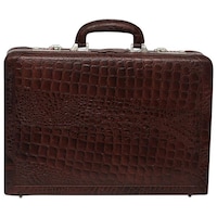 Picture of C Comfort Men's Crocodile Skin Patterned Briefcase with Laptop Compartment, EL446, 43x7x33 cm, Brown