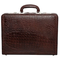 C Comfort Men's Crocodile Skin Patterned Briefcase with Laptop Compartment, EL459, 43x7x33 cm, Brown