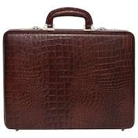 C Comfort Men's Crocodile Skin Patterned Briefcase with Laptop Compartment, EL474, 43x7x33 cm, Brown