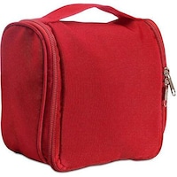 Picture of Hanging Cosmetic Bag with Multi-Compartments & Mesh Pockets, Red