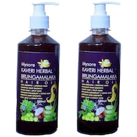 Picture of Mysore Kaveri Herbal Kaveri Herbal Brungamalka Hair Oil, 500 ml, Pack of 2