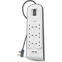 Picture of Belkin 6 Way Surge Protection Extension Lead Strip, BSV604, 2M - White