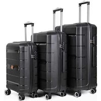 NPO Diamond PP Unbreakable Suitcase Set, Black - Set of 3