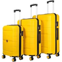 NPO Diamond PP Unbreakable Suitcase Set, Yellow - Set of 3
