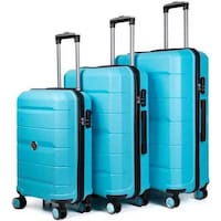 NPO Diamond PP Unbreakable Suitcase Set, Turquoise - Set of 3