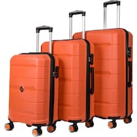 NPO Diamond PP Unbreakable Suitcase Set, Salmon Orange - Set of 3