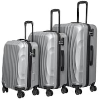 NPO Wavy ABS Cabin Medium and Large Unbreakable Luggage, Grey - Set of 3