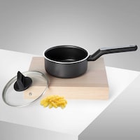 Black & Decker Non-Stick Saucepan with Glass Lid, Black, 16 cm