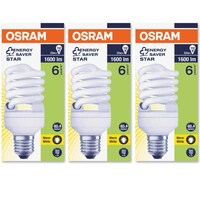 Osram Duluxstar Fluorescent Spiral Shape Bulb, 23W, Base E27, 1600Lm, Warm White - Pack of 3