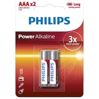Philips Power AAA LR03 Alkaline Battery Set, Set of 2